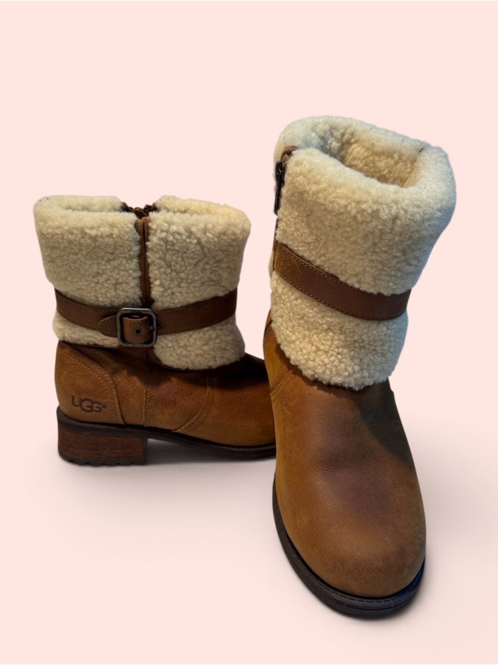 🆕 UGG Chestnut Suede Shearling Cuff Ankle Boots